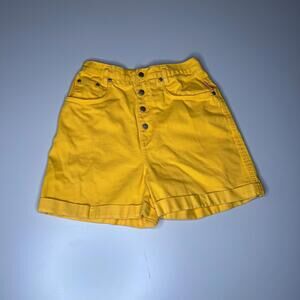 Vintage Gitano‎ High-Waisted Yellow Denim Shorts Button Fly Size 25